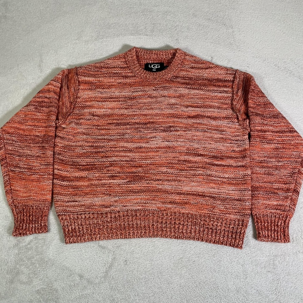 UGG Sweater Womens Medium Orange Avianna Striped Wool Blend Crewneck Pullover